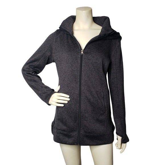 St. John's Bay Jackets & Blazers - St. John's Bay Charcoal Gray Hooded Fleece Zip Front Athletic Jacket Size PL